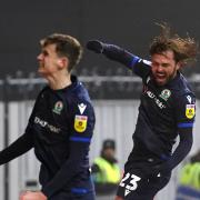 Bradley Dack celebrates his goal against Bristol City