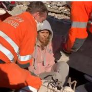 Lancashire firefighters helped rescue of a mum from the ruins of a building in Turkey