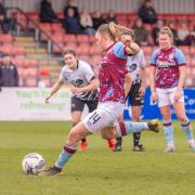 ON THE SPOT: Millie Ravening nets Burnley’s fourth goal with a penalty