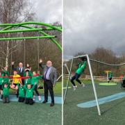 Pupils from Euxton Primrose Hill Primary School helped Chorley Councillors officially unveil Milestone Meadow Play Area
