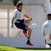 Rovers top scorer Ben Brereton in training with the Chile national team