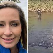 Nicola Bulley. Right is police in the River Wyre