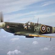 Spitfire showing the Donald Duck symbol of Polish airman Jan Zumbach of the 303 Kosciuszko Polish fighter squadron of the RAF