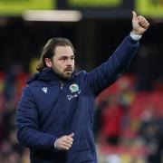 Bradley Dack acknowledges the fans at the final whistle against Watford
