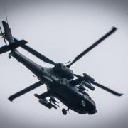 One of the Apache helicopters flying over Clitheroe