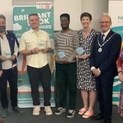 County Councillor Cosima Towneley, authors Phil Earle, Lee Newbery and Alex Falase-Koya, illustrator Paula Bowles, Vice Chairman of Lancashire County Council Cllr Tim Ashton, County Councillor Alan Cullens and County Councillor Jayne Rear