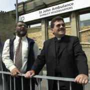 TOUR Moulana Sidat (Chairman of the Lancashire Council of Mosques), Salim Mulla (Secretary for the LCM) and The Reverend Simon Beasant (Chairman of the Lancashire Inter Faith Forum) survey the damage to the Duke of York