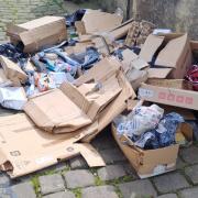 Some of the dumped waste in a Pendle back alley