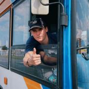 Alfie Cookson as a bus driver