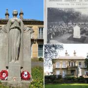 Church war memorial in Gatty Park. Top right photo is of unveiling of memorial  in local newspaper 100 years ago