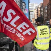 Members of the ASLEF union on an earlier picket line