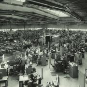 The tool room at Mullards  in 1976. Men hard at work producing valves for TV sets at the company which in its heyday employed more than 6,000 people at its 46 acre site off Philips Road.