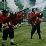 James Barlow, right, and other members of the Sealed Knot Society re-enact the Battle of Read Bridge at Gawthorpe in 1999