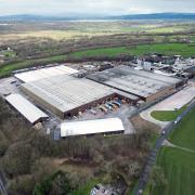 An aerial view of Samlesbury Brewery