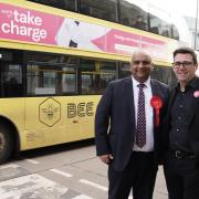 Azhar Ali is joined by Mayor of Manchester Andy Burnham in Rochdale town centre as he launches his campaign for the up-coming Rochdale by-election