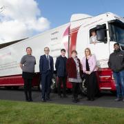 Leader of Lancashire County Council Phillippa Williamson sits in the Lancashire Skills Bootcamp truck at the Lancashire Business Park in Leyland. L-R: Lauren Scanlin, Cllr Aidy Riggott, Stephen Norman, Cllr Jayne Rear, Michele Lawty-Jones, Glenroy Glabes