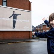 Henry and the billboard in Poulton