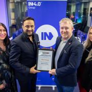 Mo Isap, chief exec of IN4 Group, is welcomed as a Blackburn Youth Zone silver patron. with Roxana Lawton, director of innovation programs , Wayne Wild chair of Blackburn & Darwen Youth Zone and Melanie Thomas, of Blackburn Youth Zone
