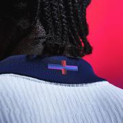 The England flag detail on the new football shirt, inspired by 1966