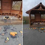 The outdoor seating structure at Spring Hill Primary School was set on fire on Sunday