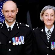Retired chief superintendent Wendy Bower (right) and former assistant chief constable, Pete Lawson at an awards ceremony