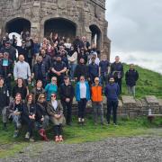 The walkers at Darwen Tower