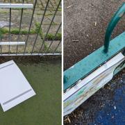 Signs torn down in Colne playground
