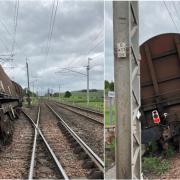 The derailed train causing delays
