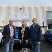Nigel and Helen with Rosebud fund manager Martin Emmott outside Tree Tots Nursery