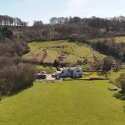 An aerial view of the existing house