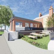 A front entrance visual of Kirkham Baths
