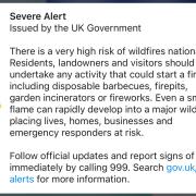 The alert was sent to phones all across the country as wildfires continue to wreak havoc