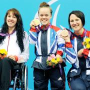 Natalie Jones (right) is all smiles with her bronze medal alongside Ellie Simmonds