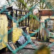 The wreckage of the shed at the allotment near Phillips Road