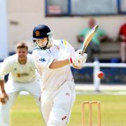 Lowerhhouse's Ben Heap smashes the ball to the boundary against Burnley Picture: KIPAX