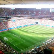 Watching on from the gods in Brasilia as Cristiano Ronaldo lines up a free kick against Ghana