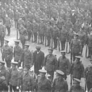 The men at the drill hall on August 6, 1914
