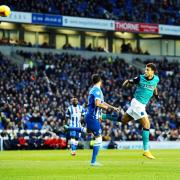 Rudy Gestede heads in Rovers’ equaliser at Brighton on Saturday