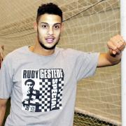 Rudy Gestede, wearing the ‘Special’ T-shirt made in his honour