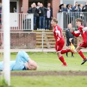 LATE DRAMA: AFC Darwen’s Ryan Steele seals his hat-trick in the final minute of the 3-2 weekend win over Eccleshall