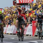 RIDING: Andre Greipel. pictured here winning a stage at the Tour de France, will ride the Tour of Britain