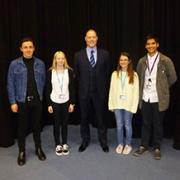 Tim Milner (centre) pictured with St Mary's student representatives