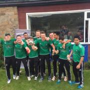WE’VE DOINE IT! Church players celebrate winning the T20 final at Centre Vale on Friday night
