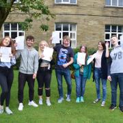 Students celebrate GCSE results day at West Craven High School, Barnoldswick