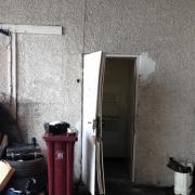The aftermath of the attempted cash machine burglary at the Texaco Garage in Simonstone