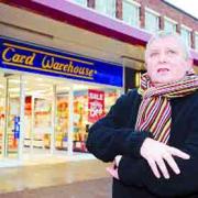 DISMAY: Coun Peter Britcliffe outside the Accrington branch of Card Warehouse