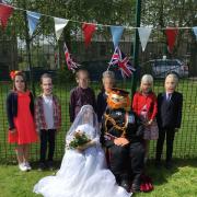 Crawshawbooth Primary School creates Harry and Meghan scarecrows for the royal wedding