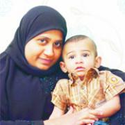 RAY OF LIGHT: Shehnaz with baby Isa  who has given their grieving family joy
