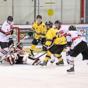 Match action from Blackburn Hawks' 3-2 NIHL Moralee Conference victory over Sutton Sting