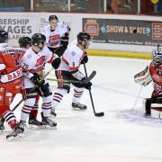 Match action from Blackburn Hawks' home defeat to Solihull Barons on Sunday